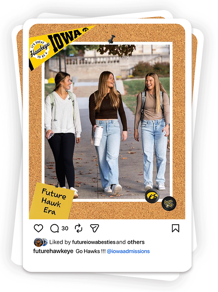 rotating Instagram photo of admitted students in the future hawk era bulletin board frame